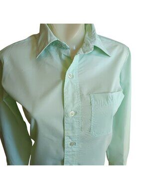 XS Vintage Shirt 1970's Sherbet Mint Green Top JCPenney Long-Sleeve Button-Up